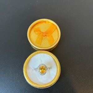 Yellow stone 14K gold- plated ring